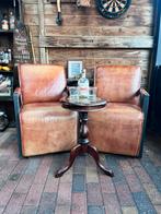 Set buffel leren fauteuils/stoelen, Ophalen of Verzenden, Zo goed als nieuw, 50 tot 75 cm, Leer