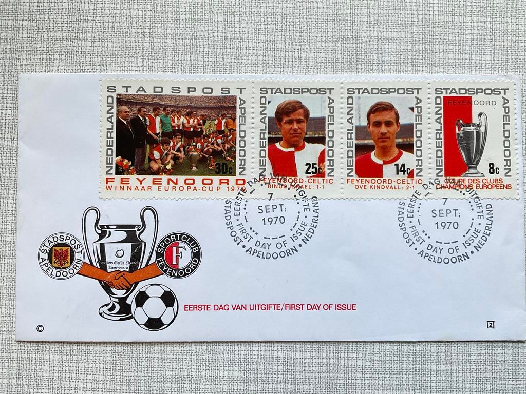 Feyenoord Winnaar Europacup 1970 - Eerste Dag Uitgifte, Verzenden, Zo goed als nieuw, Feyenoord, Overige typen