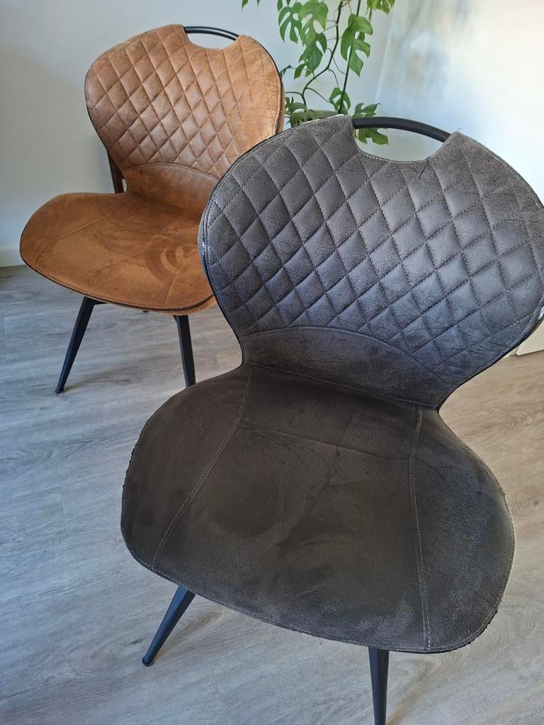 4 eetkamerstoelen microvezel - modern design, Ophalen, Overige kleuren, Zo goed als nieuw, Modern