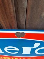 Tof en groot emaille bord van Hero Drinks, Langcat Bussum., Reclamebord, Gebruikt, ., Ophalen of Verzenden