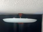 Lamp. Glazen plafondlamp met houten knop.  VINTAGE. va €69,=, Ophalen, Gebruikt, 50 tot 75 cm, Jaren 50/ 60.