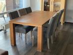 Massief eiken eettafel, zie foto's, Ophalen, Gebruikt, Eikenhout, 200 cm of meer