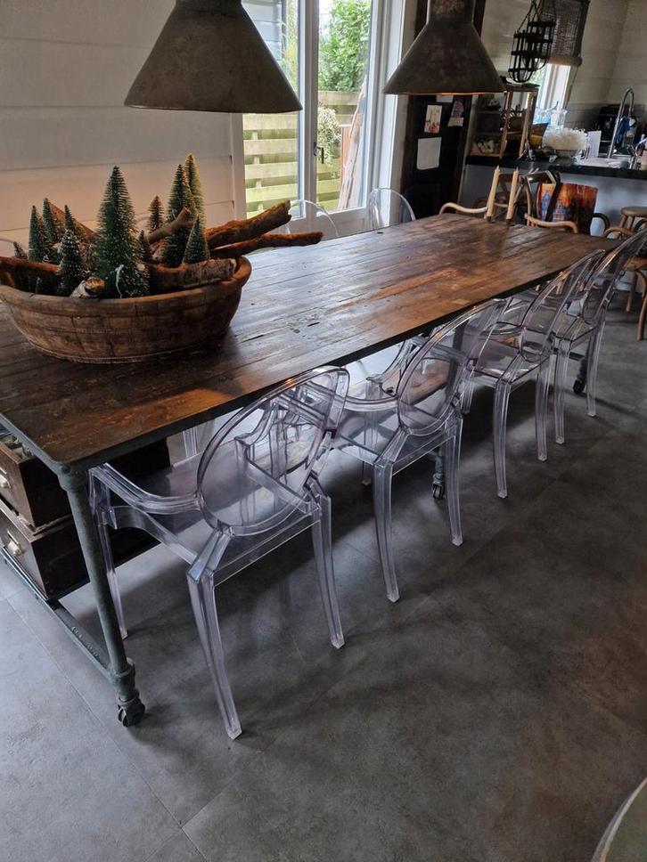 Set van Eetkamerstoelen - Transparant Design, Huis en Inrichting, Tafels | Eettafels, Gebruikt, Minder dan 50 cm, Minder dan 50 cm