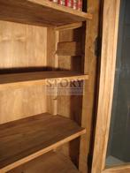 Rustieke Parijse vitrinekast van oud teak, 200 cm of meer, 150 tot 200 cm, Nieuw, Ophalen of Verzenden