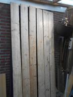 6 steigerhouten planken 240x17 dik 28mm 1 kant geschaafd, Doe-het-zelf en Verbouw, Hout en Planken, Plank, Gebruikt, Steigerhout