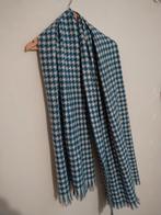 Stoere Spaanse Sjaal vintage wol en viscose in blauw wit, Verzenden, Vintage, Overige maten, Zo goed als nieuw