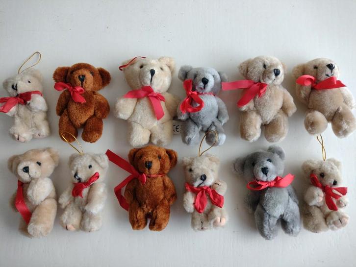 Set van 12 Miniatuur Kerstboom Beertjes, Kinderen en Baby's, Speelgoed | Knuffels en Pluche, Gebruikt, Beer, Ophalen