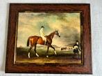 Schilderij met ruiter en paard – in echte houten lijst €75, Ophalen