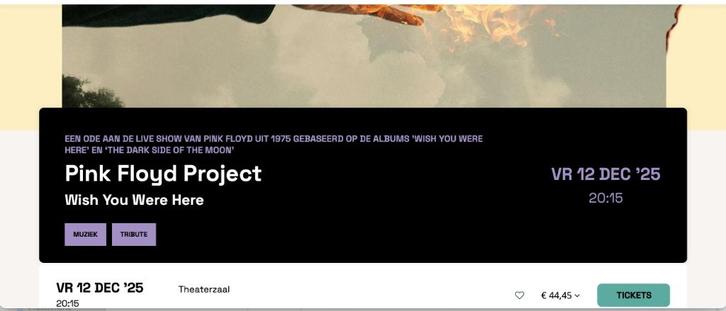 3 tickets Pink Floyd Project Markant Theater Maashorst Uden, Tickets en Kaartjes, Concerten | Pop, Drie personen of meer, December