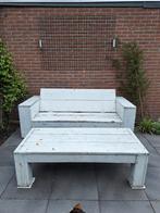 Steigerhouten bank en tafel, Tuin en Terras, Tuinbanken, Gebruikt, Hout, Ophalen