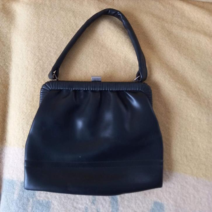 Donkerbruine damestas jaren '60/'70 kunstleer VINTAGE, Sieraden, Tassen en Uiterlijk, Tassen | Damestassen, Gebruikt, Handtas