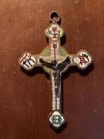 Antiek geëmailleerd koperen kruis (1880-1915), Verzamelen, Religie, Ophalen