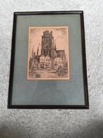 Oude prent van Dordrecht met de Grote Kerk, Antiek en Kunst, Ophalen of Verzenden