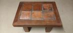 Hele zware bijzettafel tafeltje hout met plavuizen, 55 tot 75 cm, Minder dan 45 cm, Gebruikt, Rechthoekig