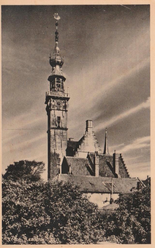 VEERE Stadhuis Raadhuistoren, Verzamelen, Ansichtkaarten | Nederland, Ongelopen, Zeeland, 1920 tot 1940, Verzenden
