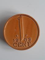 Spaarpot in de vorm van 1 cent-muntstuk. Vintage, Verzamelen, Spaarpotten, Ophalen of Verzenden, Gebruikt, Steen, Aardewerk of Keramiek