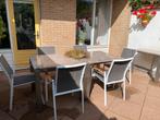 Luxe RVS tuintafels (2+2) met 6 luxe (EXOTAN) tuinstoelen, Ophalen of Verzenden, Rvs, Tuinset, 8 zitplaatsen