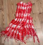 Rode/Witte Wintersjaal met Roesjes - V&D, Kleding | Dames, Ophalen of Verzenden, Zo goed als nieuw, Maat 46/48 (XL) of groter