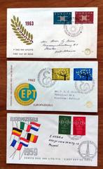 Drie FDC "Europazegels"1959 / 1962 / 1963, handbeschreven, Ophalen of Verzenden, Beschreven, Nederland