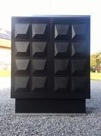 Brutalist Vintage 1970s Highboard With Graphic Panels Design, Ophalen of Verzenden, Gebruikt