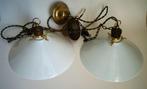 antiek vintage opaline wit glas duo hanglamp schoenmaker, Ophalen of Verzenden