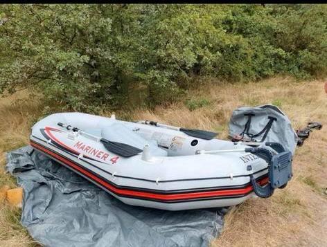 Rubberboot Intex Mariner 4 + Minn Kota elektromotor, Watersport en Boten, Bootonderdelen, Zo goed als nieuw, Motor en Techniek