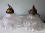 Antieke hanglampje; glas en messing, Antiek en Kunst, Ophalen of Verzenden