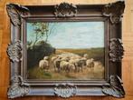 Schilderij R. Mahler - Kudde Schapen, Antiek en Kunst, Kunst | Schilderijen | Klassiek, Ophalen
