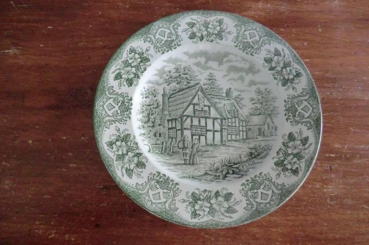 bord - beschilderd, geglazuurd aardewerk - Old Inns Series, Antiek en Kunst, Antiek | Keramiek en Aardewerk, Ophalen of Verzenden