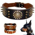 grote halsband donkerbruin concho 52-63 cm, Dieren en Toebehoren, Verzenden, Handgemaakt, Nieuw