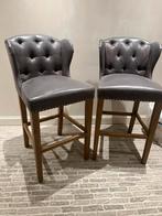 2x Riviera Maison Keith 2 lowback barstool pellini antracite, Huis en Inrichting, 2 krukken, 60 tot 90 cm, Leer, Ophalen of Verzenden