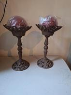 Gietijzeren kandelaars + kaarsen bol, Ophalen of Verzenden