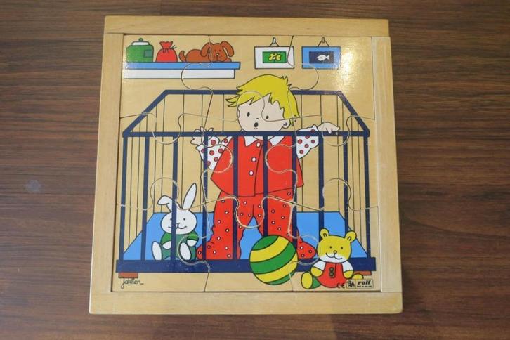houten puzzel Rolf baby in park - 9 stukjes, Kinderen en Baby's, Speelgoed | Kinderpuzzels, Gebruikt, Minder dan 10 stukjes, Van hout