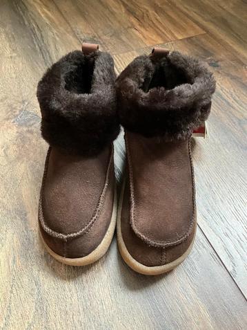 Haflinger dames pantoffels 35/36 bruin suede en bruin wol beschikbaar voor biedingen