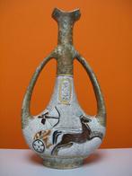 retro vintage decanter met Egyptische decoratie 70s, Keramiek, Overige typen, Ophalen of Verzenden, Zo goed als nieuw