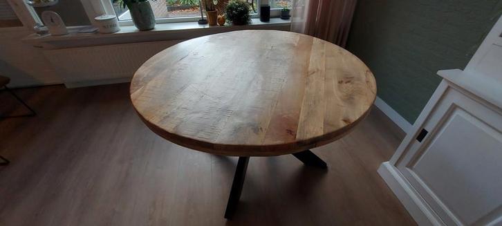 Ronde Mangohouten Eettafel - 130cm, Huis en Inrichting, Tafels | Eettafels, Ophalen of Verzenden