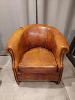 Schaapslederen Chesterfield fauteuil, Huis en Inrichting, Fauteuils, Ophalen, Gebruikt, 75 tot 100 cm, Leer
