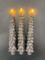 Zilveren LED Kerstboomkaarsen - Set van 3 met Timer, Ophalen of Verzenden, Zo goed als nieuw, Kaars, Minder dan 25 cm