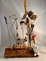 2 boomstamstukjes met droogbloemen uit Oostenrijk, Ophalen of Verzenden, Nieuw