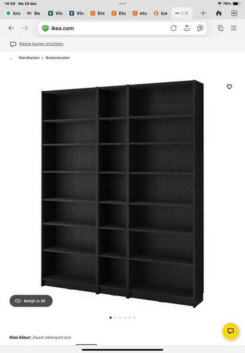 Ikea Billy boekenkasten, zwart/bruin 6 stuks