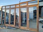 Hardhout kozijn met dubbele tuindeuren en zijlichten bovenli, Deurkozijn, 225 cm of meer, Nieuw, Ophalen of Verzenden