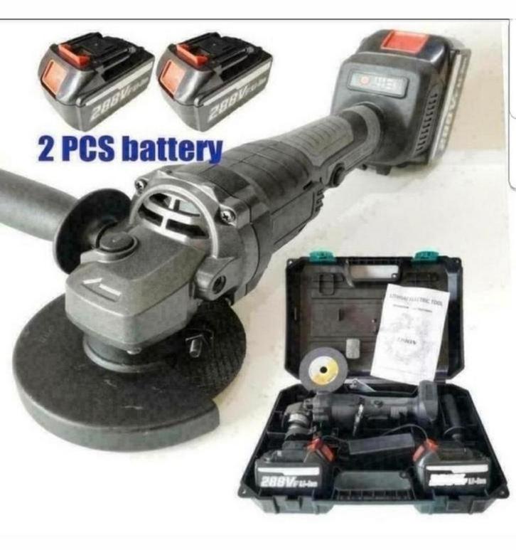 Draadloze Elektrische Haakse Slijper Met 2 batterij €100,00, Doe-het-zelf en Verbouw, Gereedschap | Slijpmachines, Haakse handslijpmachine