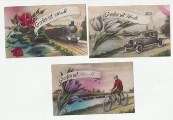 3 x Groeten uit Utrecht fiets trein / locomotief oldtimer beschikbaar voor biedingen