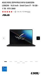 asus rog zephyrus m16 gu603zm ls062w, Computers en Software, Ophalen of Verzenden, Zo goed als nieuw, 16 inch