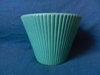 Groen geglazuurde geribde bloempot ADCO Groningen h. 11,8 cm, Ophalen of Verzenden
