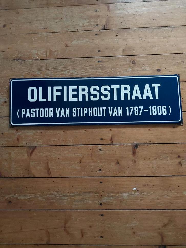 Emaille Straatnaambord Olifiersstraat, Antiek en Kunst, Antiek | Emaille, Ophalen of Verzenden