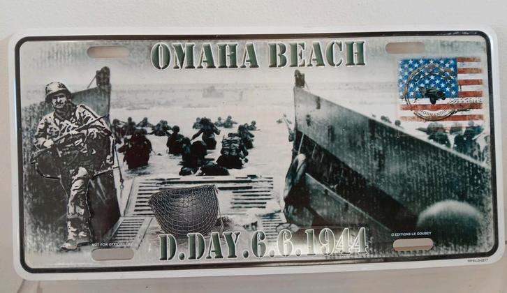 Omaha Beach D-Day 6.6.1944 nummerplaat, Verzamelen, Militaria | Tweede Wereldoorlog, Overige soorten, Overige typen, Overige gebieden
