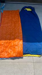 2 vintage slaapzakken uitwasbaar blauw en oranje, Ophalen of Verzenden, Zo goed als nieuw