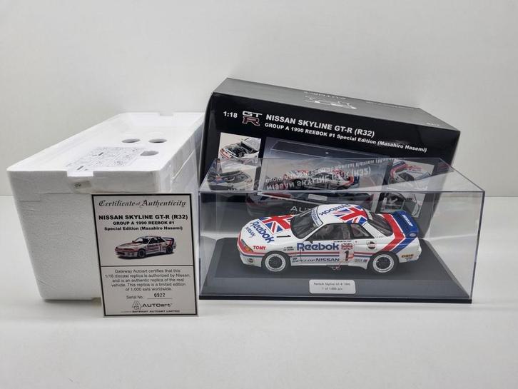 Autoart Nissan Skyline GT-R R32 "Reebok" 1/1000 1:18 Ni, Hobby en Vrije tijd, Modelauto's | 1:18, Zo goed als nieuw, Auto, Autoart