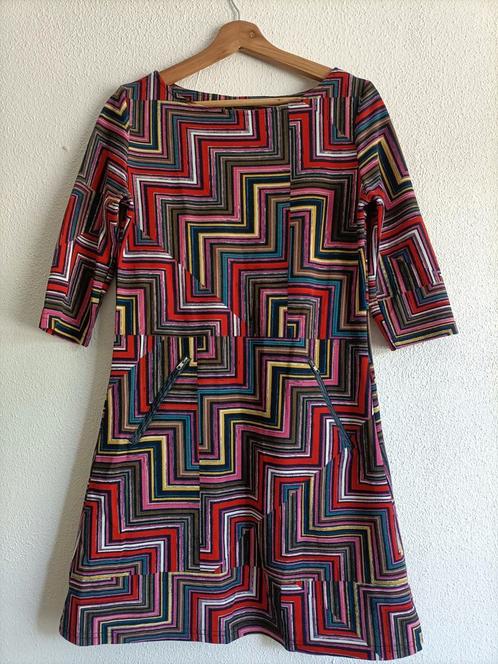 Multicolor jurkje met zakken driekwart mouw, Kleding | Dames, Jurken, Gedragen, Maat 38/40 (M), Overige kleuren, Boven de knie